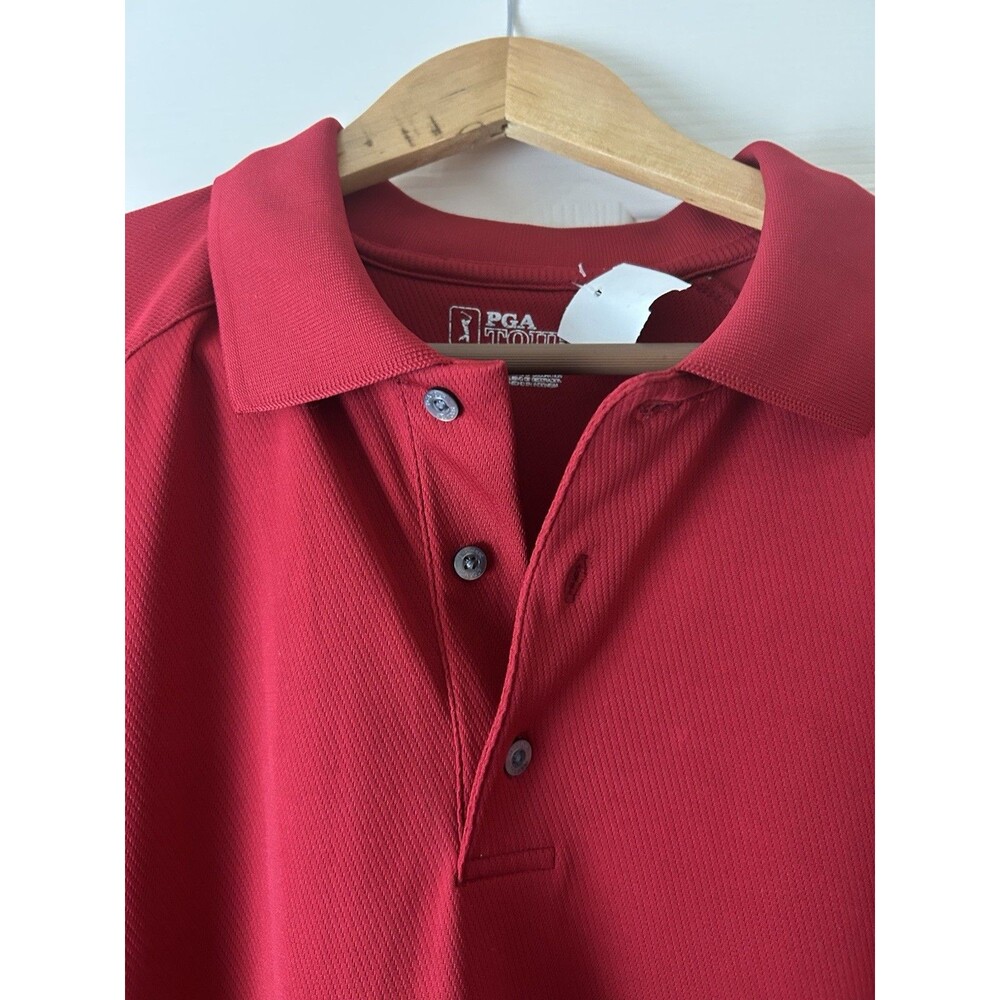 PGA Tour Pro Series Mens Red Polo Golf Shirt Black Accents Size Large - Picture 3 of 7